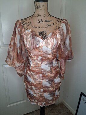 Elpearl Ruched Off Shoulder Bodycon Mini Dress Size S